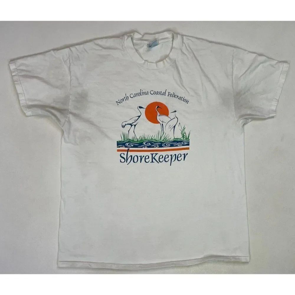 VINTAGE North Carolina Coastal Federation Shorekeeper T-shirt Men XL White